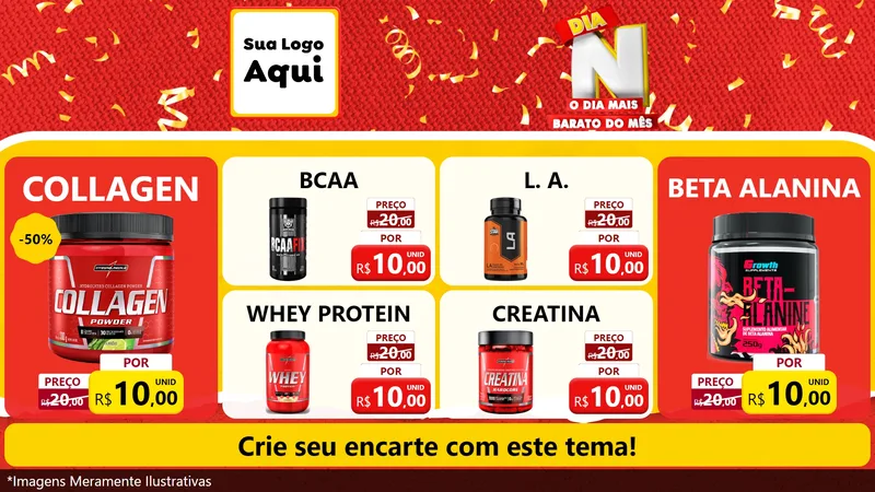 Modelo de TV para TV Horizontal com o tema Dia N o Dia Mais Barato do Mês para Suplementos alimentares