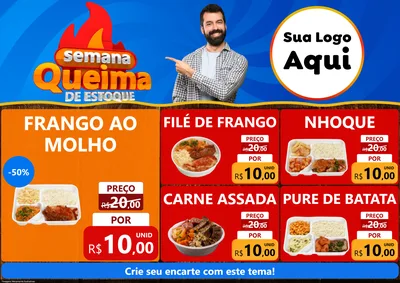 Modelo de Encarte para Encarte A4 Horizontal com o tema Semana Queima de Estoque para Restaurante