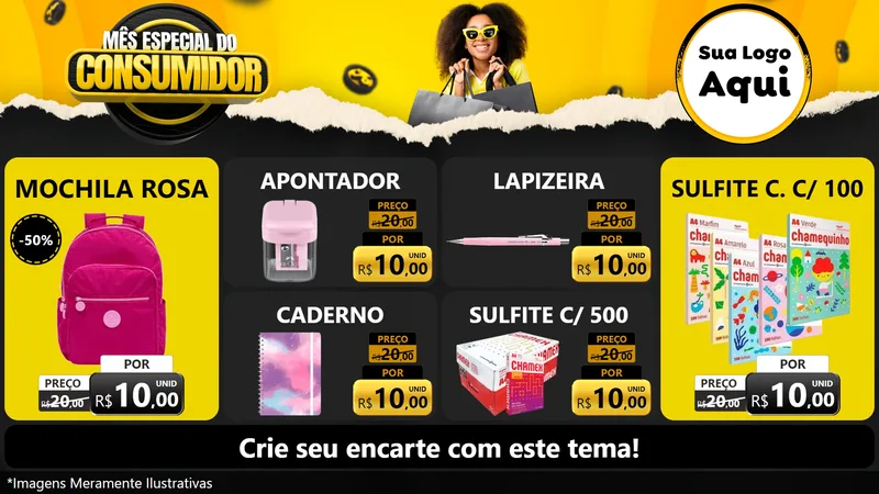 Modelo de TV para TV Horizontal com o tema Mês Especial do Consumidor para Papelaria