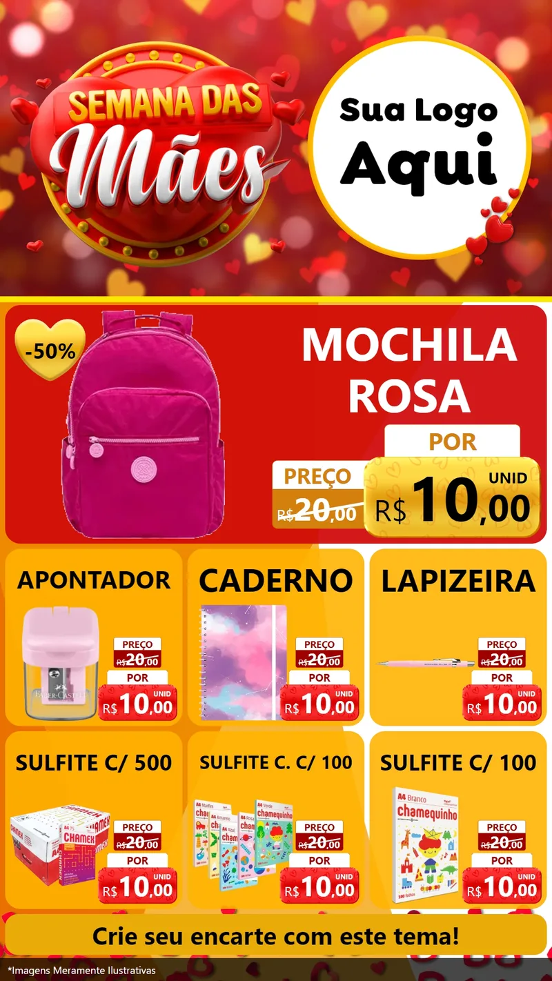 Modelo de Rede Social para Stories com o tema Semana das Mães para Papelaria
