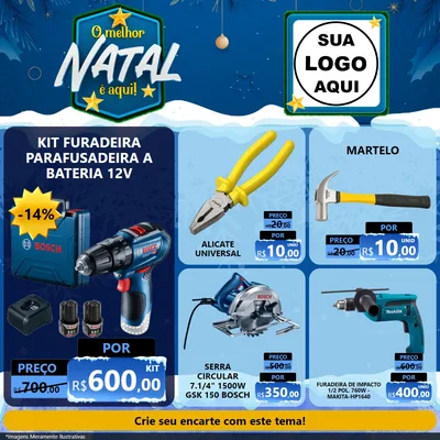 Modelo de Rede Social para Feed Facebook com o tema O Melhor Natal É Aqui! para Maquinas e Ferramentas