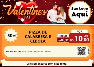 Modelo de Cartaz para Cartaz A4 Horizontal com o tema Valentine's Day para Pizzaria