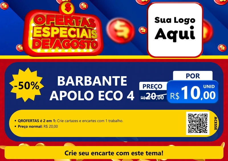 Modelo de Cartaz para Cartaz A4 Horizontal com o tema Ofertas Especiais de Agosto para Armarinho e Aviamentos