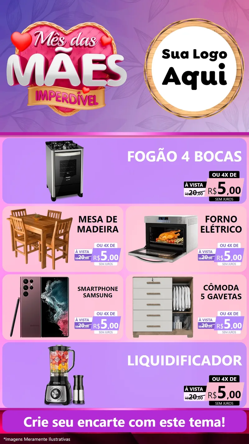 Modelo de TV para TV Vertical com o tema Mês das Mães Imperdível para Móveis e Eletro