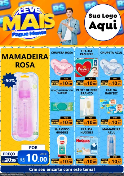 Modelo de Encarte para Encarte A4 Vertical com o tema Leve Mais, Pague Menos para Bebês