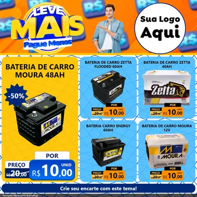 Modelo de Rede Social para Feed Facebook com o tema Leve Mais, Pague Menos para Baterias Elétricas