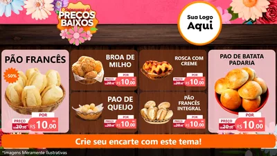 Modelo de TV para TV Horizontal com o tema Primavera de Preços Baixos para Padaria