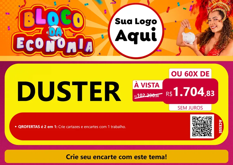 Modelo de Cartaz para Cartaz A4 Horizontal com o tema Bloco da Economia para Concessionaria de Carros