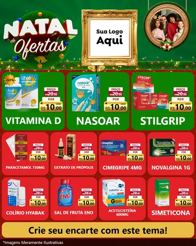 Modelo de Rede Social para Feed Instagram com o tema Natal de Ofertas para Farmácia