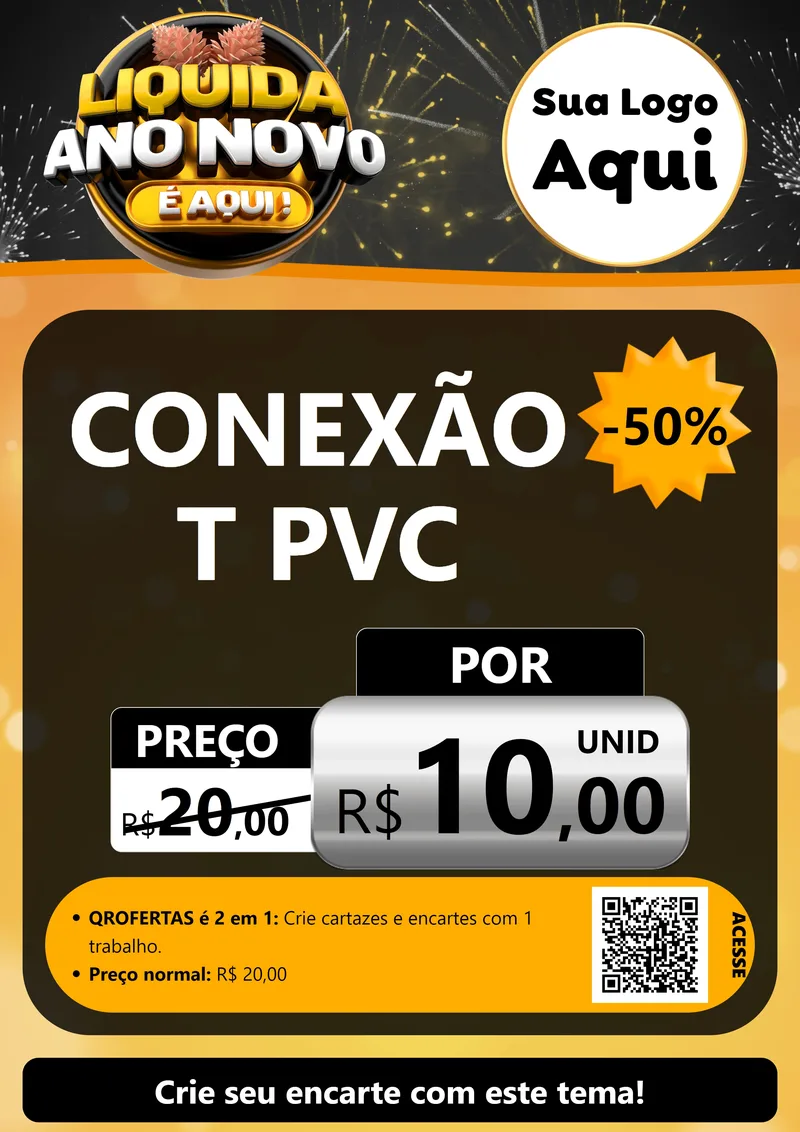 Modelo de Cartaz para Cartaz A4 Vertical com o tema Liquida Ano Novo É Aqui! para Tubos e conexões
