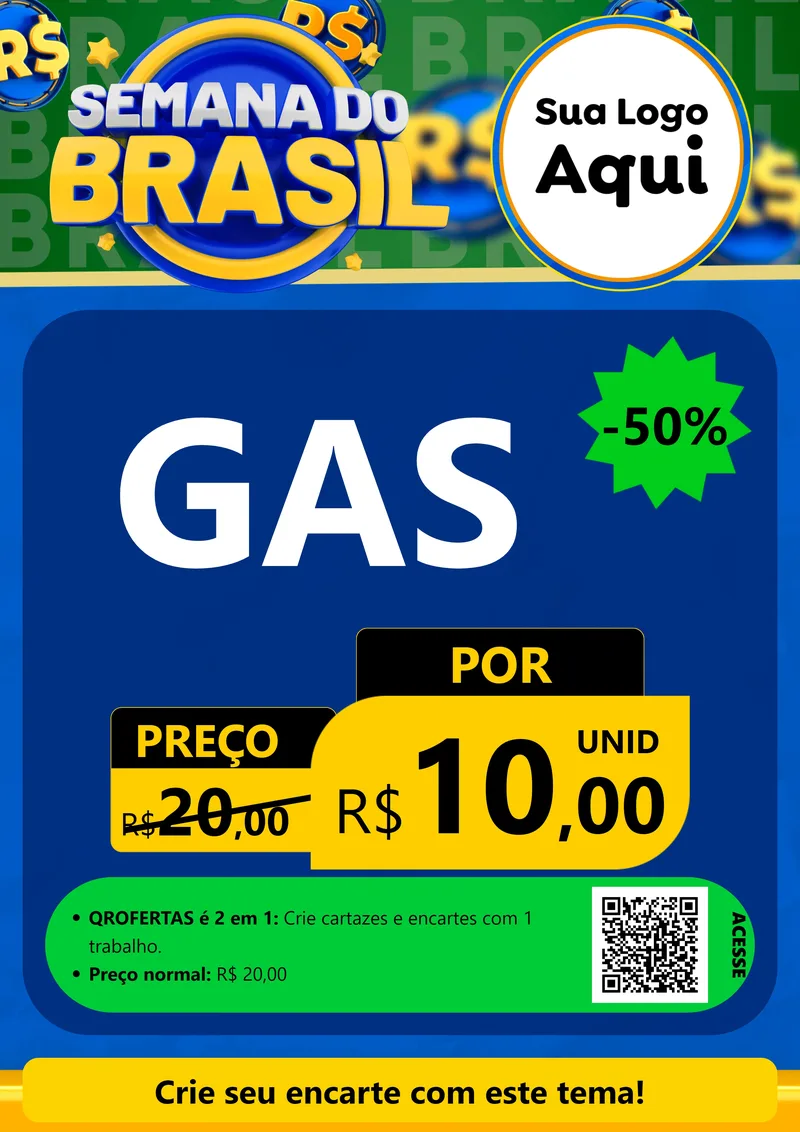 Modelo de Cartaz para Cartaz A4 Vertical com o tema Semana Do Brasil para Água e gás