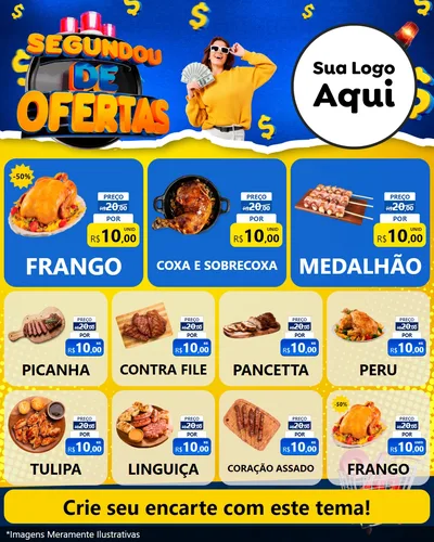 Modelo de Rede Social para Feed Instagram com o tema Segundou de Ofertas para Assados