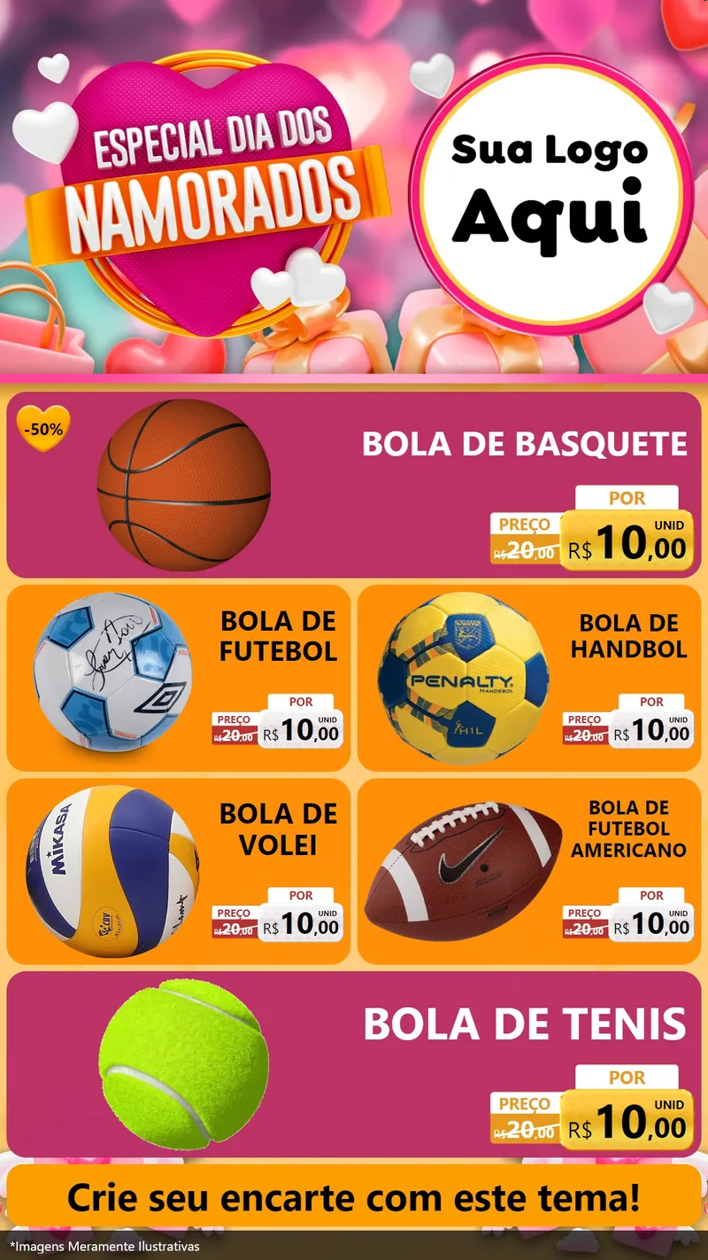 Modelo de TV para TV Vertical com o tema Especial Dia dos Namorados para Artigos Esportivos