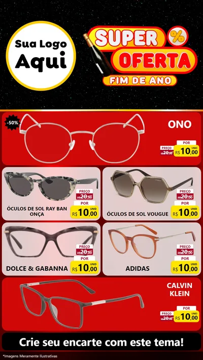 Modelo de TV para TV Vertical com o tema Super Oferta Fim de Ano para Óticas