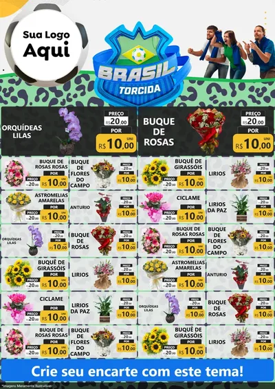 Modelo de Encarte para Encarte A4 Vertical com o tema Brasil Torcida - Copa para Floricultura e jardim