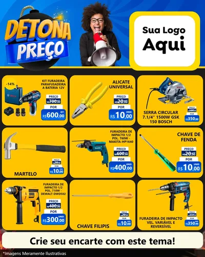 Modelo de Rede Social para Feed Instagram com o tema Detona Preços para Maquinas e Ferramentas