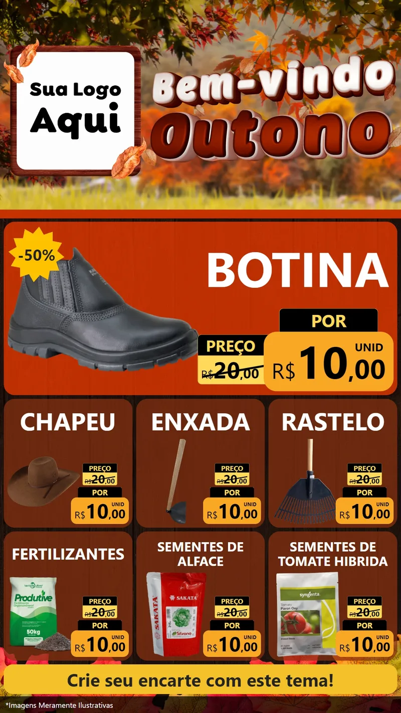 Modelo de Rede Social para Stories com o tema Bem-vindo Outono para Agropecuária