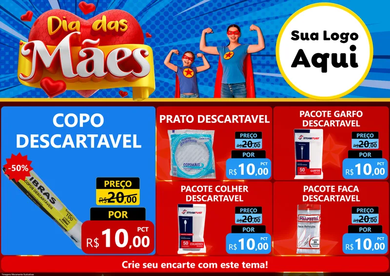Modelo de Encarte para Encarte A4 Horizontal com o tema Dia das Mães para Embalagens