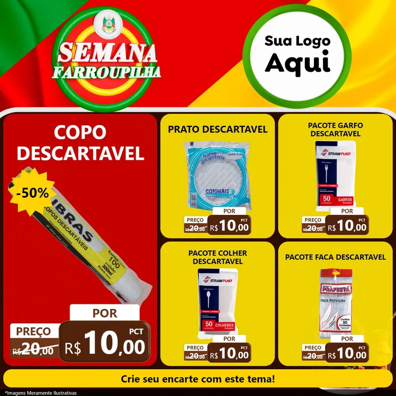 Modelo de Rede Social para Feed Facebook com o tema Semana Farroupilha para Embalagens
