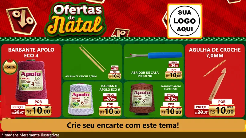 Modelo de TV para TV Horizontal com o tema Ofertas de Natal para Armarinho e Aviamentos