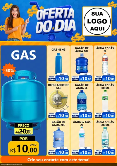 Modelo de Encarte para Encarte A4 Vertical com o tema Oferta do Dia para Água e gás