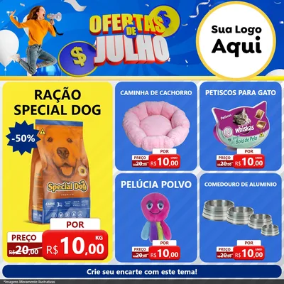 Modelo de Rede Social para Feed Facebook com o tema Ofertas de Julho para Pet Shop