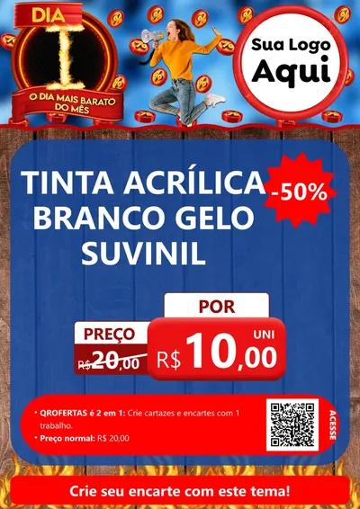 Modelo de Cartaz para Cartaz A4 Vertical com o tema Dia I - O Dia Mais Barato Do Mês para Tintas e Ferramentas