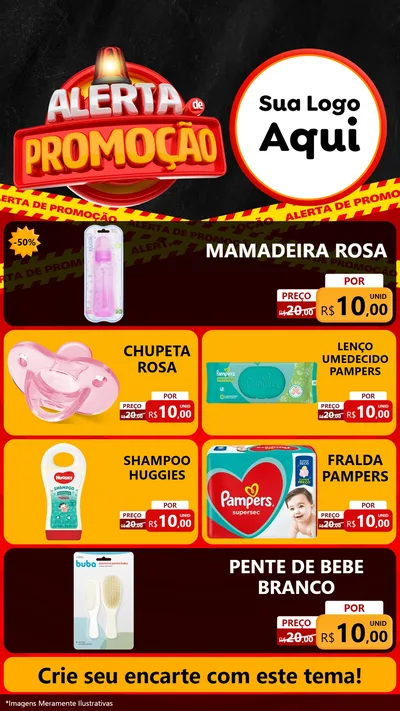 Modelo de TV para TV Vertical com o tema Alerta de Promoção para Bebês