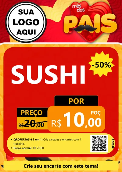 Modelo de Cartaz para Cartaz A4 Vertical com o tema Mês Dos Pais para Comida japonesa