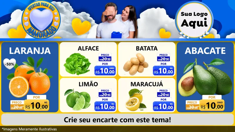 Modelo de TV para TV Horizontal com o tema Ofertas Para Seu Namorado para Hortifrúti