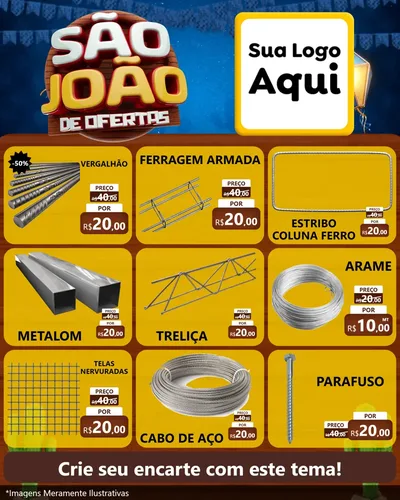 Modelo de Rede Social para Feed Instagram com o tema São João Ofertas Imbatíveis! - Junina para Ferragens