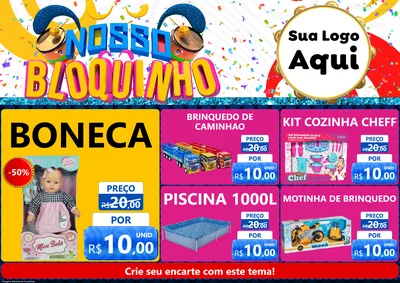 Modelo de Encarte para Encarte A4 Horizontal com o tema Nosso Bloquinho para Brinquedos