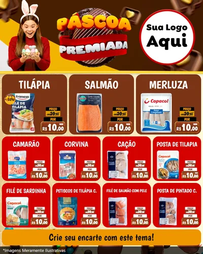 Modelo de Rede Social para Feed Instagram com o tema Páscoa Premiada para Peixaria