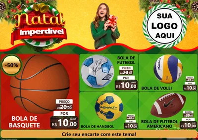 Modelo de Encarte para Encarte A4 Horizontal com o tema Natal Imperdível para Artigos Esportivos