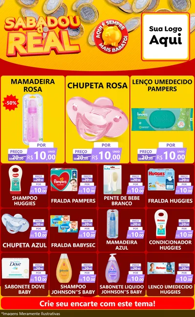 Modelo de Encarte para Encarte Grande com o tema Sabadou do Real para Bebês