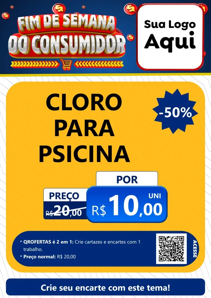 Modelo de Cartaz para Cartaz A4 Vertical com o tema Fim de Semana do Consumidor para Produtos para Piscina