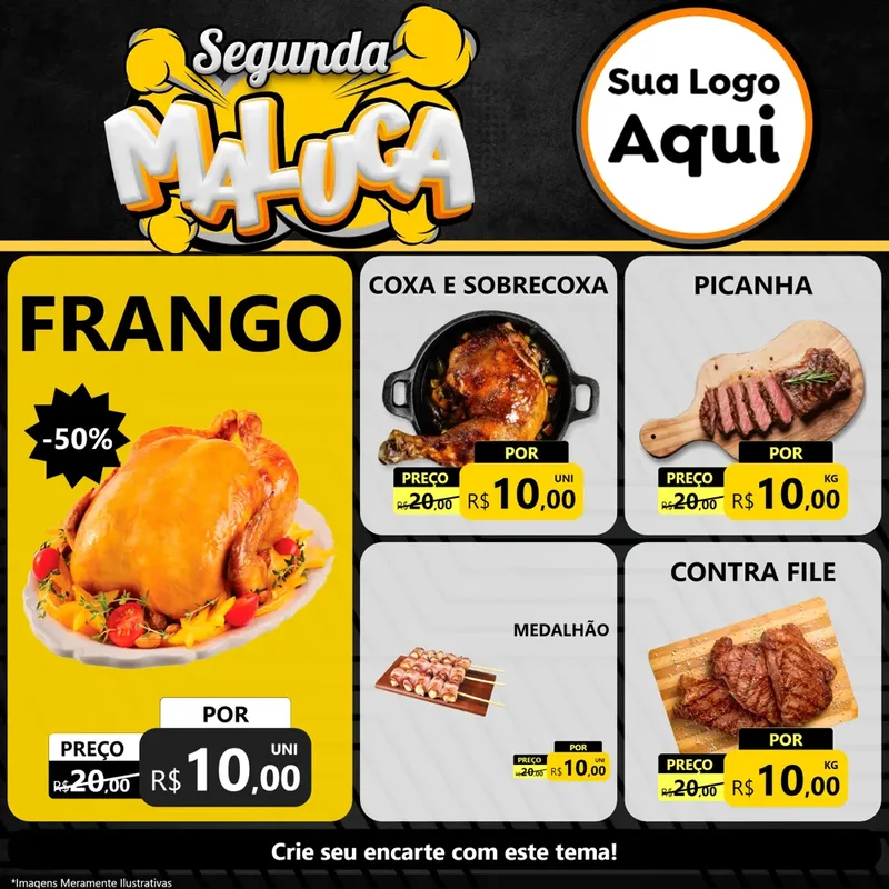 Modelo de Rede Social para Feed Facebook com o tema Segunda Maluca para Assados