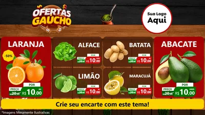 Modelo de TV para TV Horizontal com o tema Ofertas Dia do Gaúcho para Hortifrúti