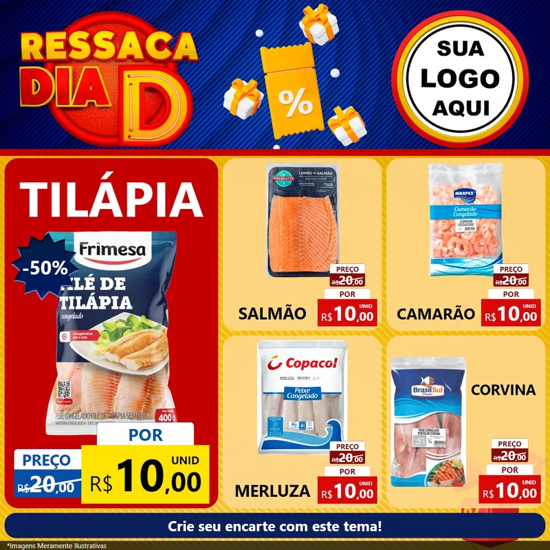 Modelo de Rede Social para Feed Facebook com o tema Ressaca Dia D para Peixaria