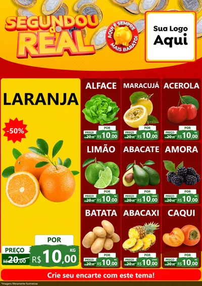 Modelo de Encarte para Encarte A4 Vertical com o tema Segundou do Real para Hortifrúti