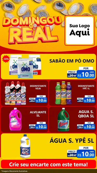 Modelo de TV para TV Vertical com o tema Domingou do Real para Produtos de Limpeza