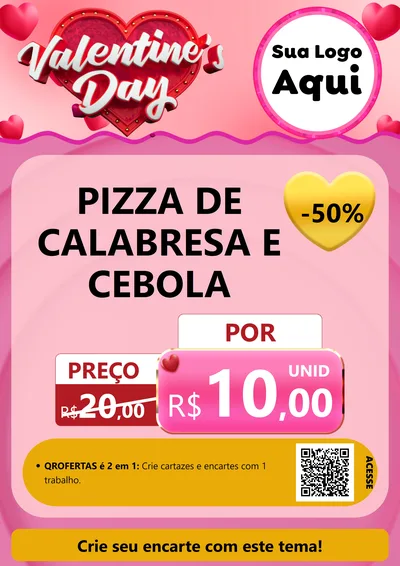 Modelo de Cartaz para Cartaz A4 Vertical com o tema Valentine's Day para Pizzaria