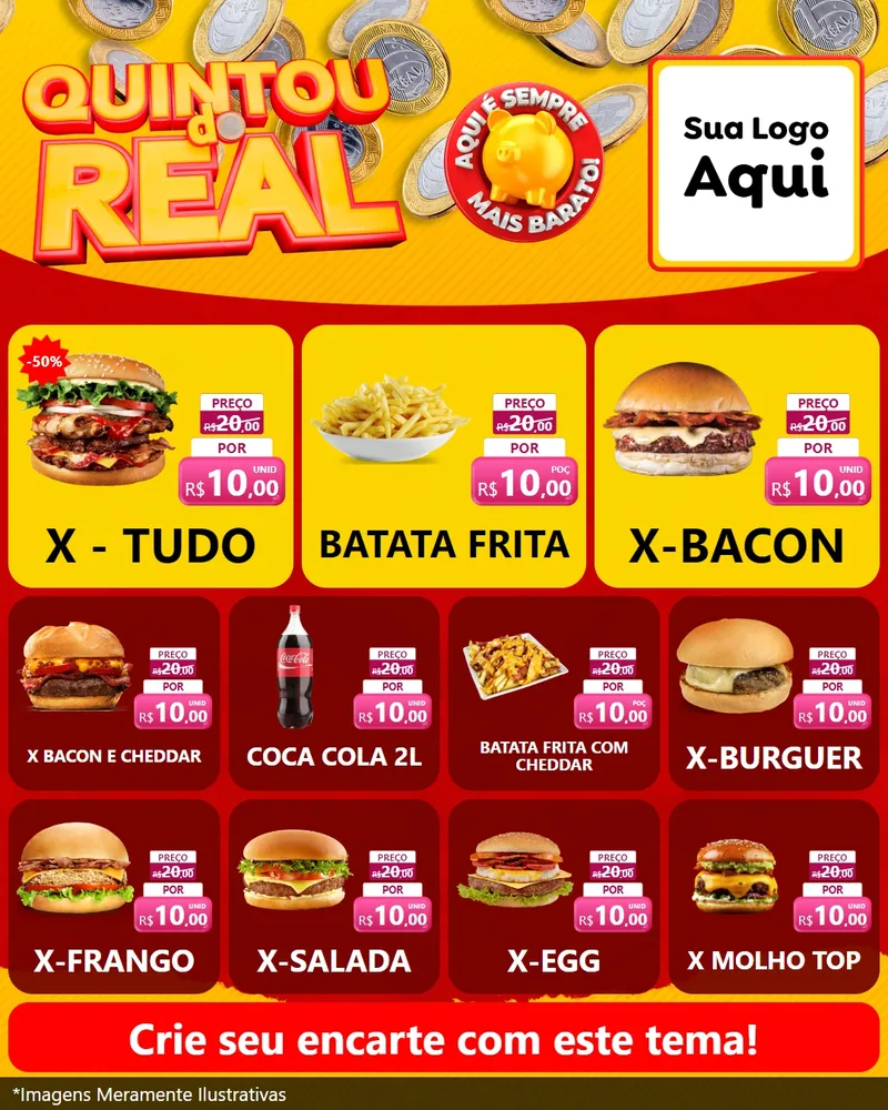 Modelo de Rede Social para Feed Instagram com o tema Quintou do Real para Hamburgueria