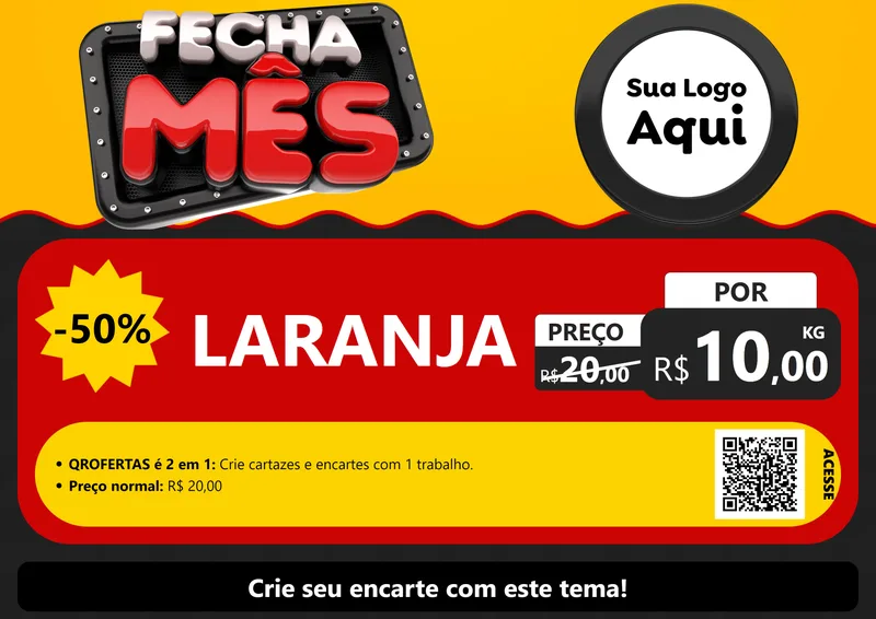Modelo de Cartaz para Cartaz A4 Horizontal com o tema Fecha Mês para Hortifrúti