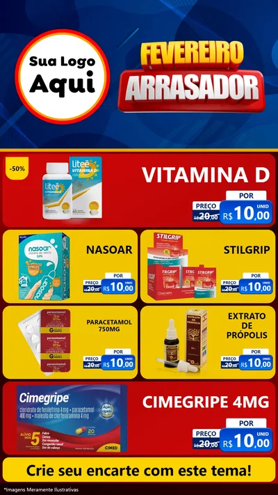 Modelo de TV para TV Vertical com o tema Fevereiro Arrasador para Farmácia