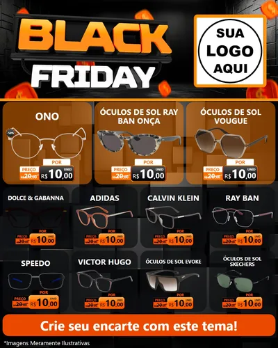 Modelo de Rede Social para Feed Instagram com o tema Black Friday para Óticas