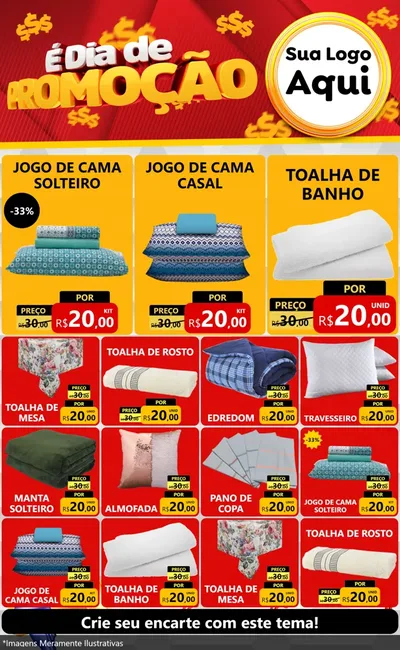 Modelo de Encarte para Encarte Grande com o tema É Dia De Promoção para Cama, Mesa e Banho