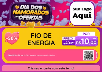 Modelo de Cartaz para Cartaz A4 Horizontal com o tema Dia Dos Namorados Com Ofertas para Materiais Elétricos