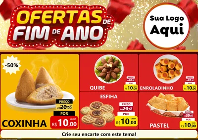 Modelo de Encarte para Encarte A4 Horizontal com o tema Ofertas de Fim de Ano para Salgadaria