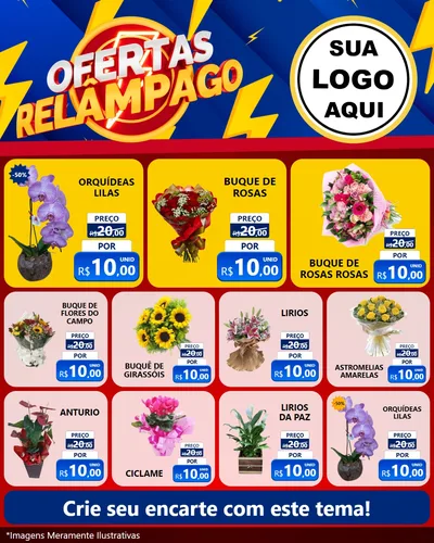 Modelo de Rede Social para Feed Instagram com o tema Ofertas Relâmpago para Floricultura e jardim